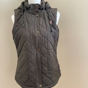 Olive green vest with removable hood